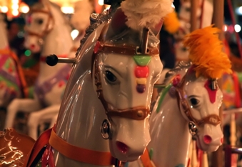 Featured is a photo of carousel horses at a Wildwood, New Jersey amusement park's merry-go-round taken by Brooklyn, NY photographer Thomas Picard. 